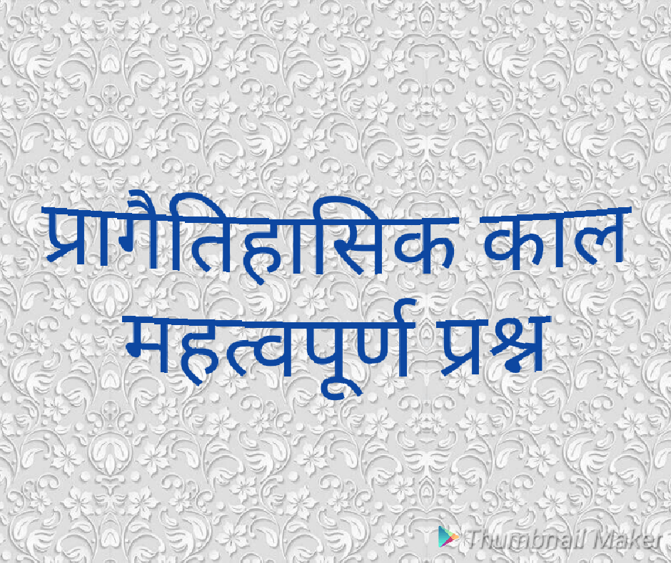 प्रागैतिहासिक काल महत्वपूर्ण प्रश्न