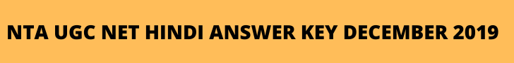 NTA UGC NET HINDI ANSWER KEY DECEMBER 2019
