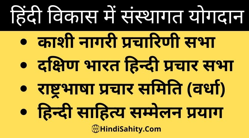 हिंदी विकास में संस्थागत योगदान